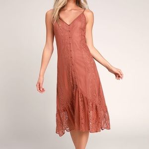 Rusty Rose Midi Lace Lulu Dress